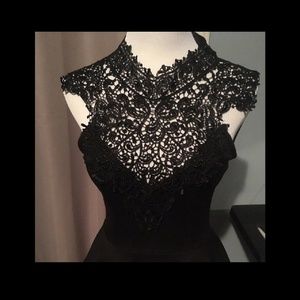 Black Lace Halter Peplum Top